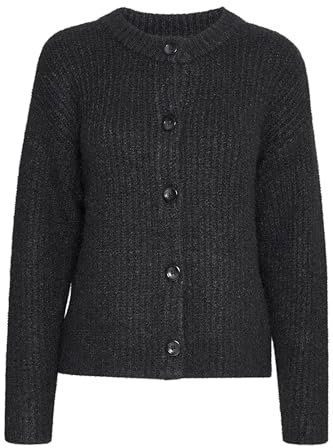 b.young BYMILLER Cardigan Damen Strickjacke Strick Cardinan kontrastfarbene Knöpfe Regular fit, Größe:XL, Farbe:Black (200451)
