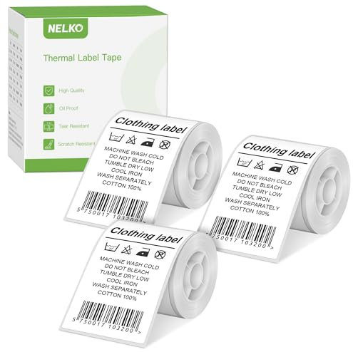Thermo-Etiketten für Nelko PM220 Etikettendrucker, 50 x 80 mm, Thermo-Aufkleber-Etikett, wasserdicht, Mehrzweck-Etikettenband, 3 Rolle mit 100 selbstklebenden Thermopapier (weiß)