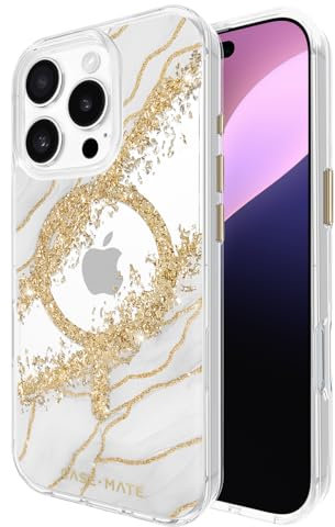 Case-Mate iPhone 16 Pro Case [Compatible with MagSafe] - Stylish Marble Phone Case with 12ft Drop Protection - Premium Magnetic Cover for iPhone 16 Pro - Karat Granite