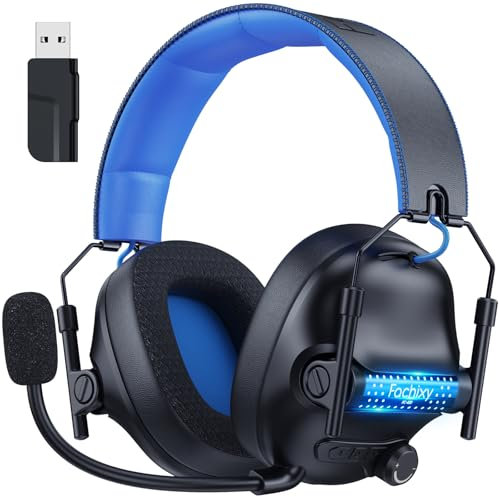 Fachixy「2025 New」FC400 2.4G Wireless Gaming Headset with Microphone for PC, PS5, PS4 - Bluetooth Gaming Headphones for Switch, Laptop, Mobile, Mac - Fast Charge 50Hr Battery & Cool RGB Lights