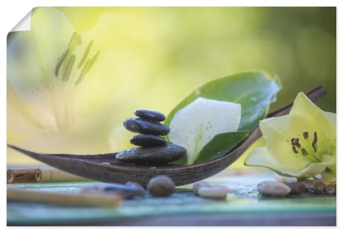ARTLAND Wanddeko Poster & Kunstdrucke Wandposter 60x40 cm Spa Wellness Deko innere Ruhe Zen Steine Lilien Blumen U5HQ