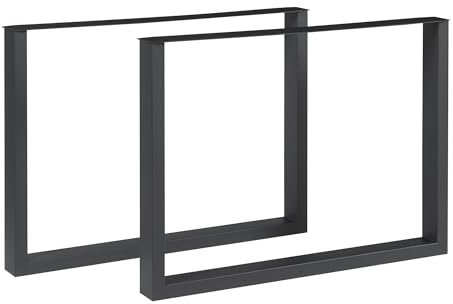 [en.casa] Set de 2 Pieds de Table pour Salle à Manger Bureau DIY Lot de 2 Supports Stables pour Bricolage de Meubles Design Uniques Style Industriel Acier Laqué 72 x 100 cm Noir