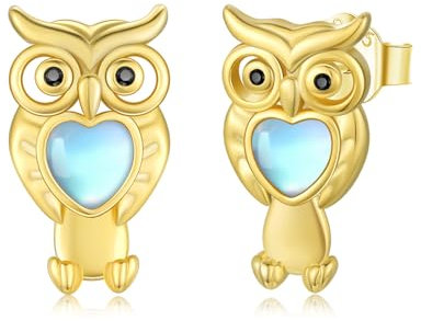 MEDWISE Eule Ohrringe Mädchen 925 Sterling Silber Eule Ohrringe Eule Ohrstecker Gold Doppelter Verwendungszweck Hypoallergen Schmuck Eule Schmuck für Damen Kinder Tochter Frauen Geburtstag Geschenke
