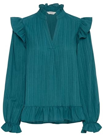 b.young BYJuliana Damen Bluse Blusenshirt Tunika mit V-Ausschnitt Rüschen Regular fit