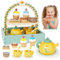 Glacier en Bois pour Enfants, Accessoires de Cuisine pour Enfants, Service à thé, Jouet Montessori à partir de 3 4 5 6 Ans, Service à thé, Jouet en Bois de crème glacée avec gâteau à la crème