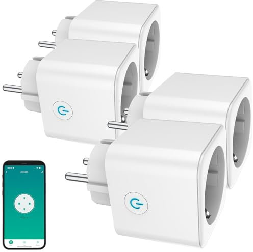 Luminea Home Control Smart Home Steckdose: 4er-Set WLAN-Steckdose, Matter-zertifiziert, Energiekostenmesser, 16 A (TUYA, WiFi Steckdosen, Bedienungsanleitung)