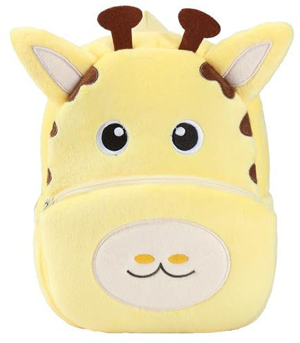 HAHASHOW Kinderrucksack ab 1 Jahr – Niedlicher 3D-Tierrucksack für Kleinkinder (2-4 Jahre), Leichter Kita Rucksack mit weichem Plüsch, Mini-Kindergartentasche für Jungen und Mädchen (Giraffe)