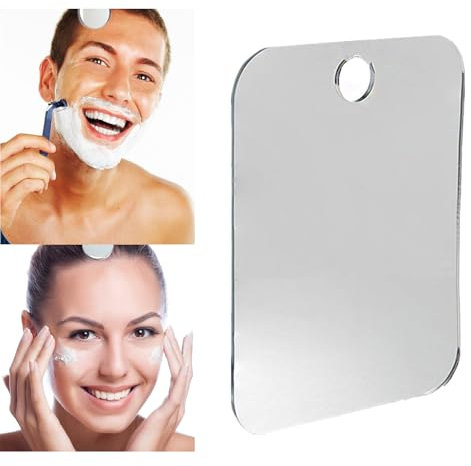 Generisch Beschlagfreier Duschspiegel, 17 x 13 cm, Badezimmerspiegel zum Aufhängen, Beschlagfreier Spiegel für Herren und Damen