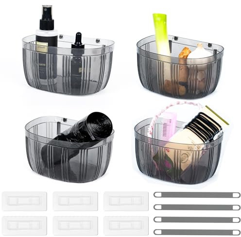PANZHIHUIDA 4 PCs Klebstoff Klar in der Kabinettstür Organizer Wand montiertes Regal Aufbewahrungscaddy für Badezimmer Küche unter Waschbecken und Wohnzimmer