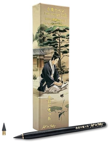 Lost in Today® Ewiger Bleistift mit Geschenkbox Schwarz | Nachhaltiger Holzbleistift | Japan Geschenk Stifte | Inklusive Hiragana Übungsheft zum Runterladen | Ideal für Japanisch lernen für Anfänger