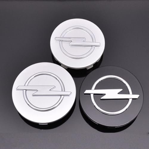 4 Stück 56mm schwarz Auto-Nabenkappe für Opel Corsa D, ABS-Kunststoff Flexibles Material für den perfekten Alufelgen-Look,Silver
