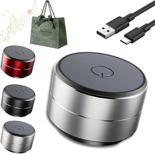 Buzzgo Echo Speaker, Mini Buzzgo Speaker Bone Conduction, Compact Speakers with Enhanced Bass, Pocket-Sized with USB-C Charging, Button Control, Unique Adhesive Design, For Smooth Surface (Silver)