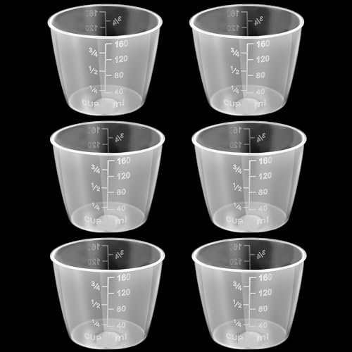 ElevateTech 6pcs 160 ml Rice Measuring Cup, Small Laundry Cup Plastic Transparent Laundry Detergent Cup Perfect for Meal Prep Baking Cooking