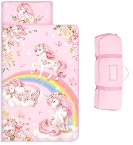Schlafsack Kinder mit Kissen Abnehmbar Faltbare Kinderschlafsack 150×60cm | Leicht Warm Kinderschlafsack Doppelter Reißverschluss für Mädchen Jungen Faltbare Deckenschlafsack für Indoor Outdoor Camping