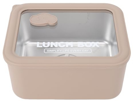 Alvinlite Contenitore per il pranzo, scatola da pranzo in acciaio inossidabile al microonde visibile al microonde per viaggi da picnic per la scuola (Bruno piccolo 600 ml)