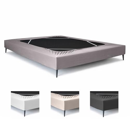 Textilhome Bettvolant Lattenrost 135/140x200 Elastisch Passgenau Hellgrau | Schützt das Bettgestell vor Staub und Abnutzung für ein gepflegtes Schlafzimmer und eine dauerhaft elegante Optik. Langlebig