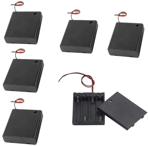 6-Pack 4xAA Battery Holder with Switch and Cover | 1.5V AA Battery Holder Box for DIY Projects & Portable Devices