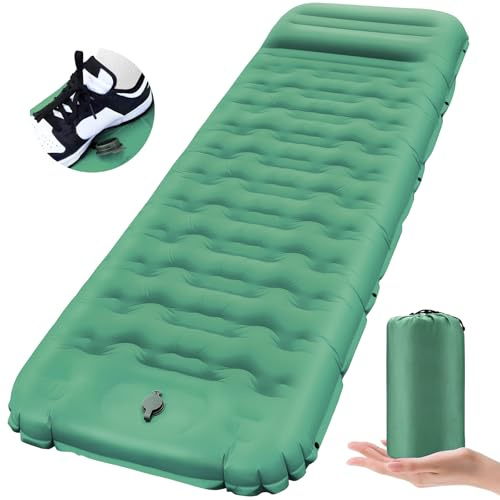 Isomatte Selbstaufblasend mit Fußpresse Pumpe, 12cm Verdicken Isomatte Camping, Ultraleicht Luftmatratze Kleines Packmaß, Aufblasbare Matratze Campingmatte Schlafmatte für Outdoor Camping
