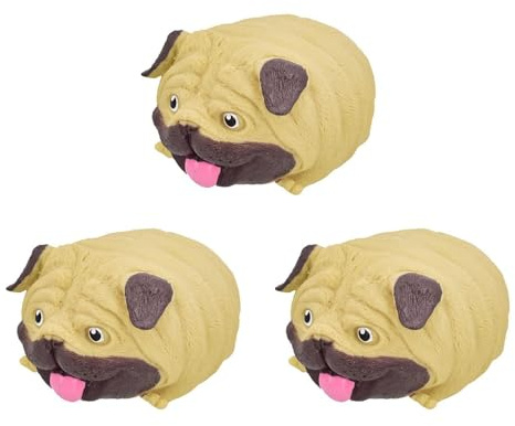 PNJB Squeezy Pug Dog, Stress Relief Toy, Playful Design, Soft Squishy Pug, Sensory Toy, Fun Desk Toy, Compact and Lightweight, Party Favour & Gift for Children (3PCS)