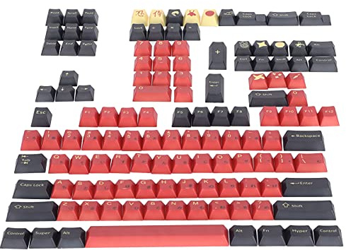 SALALIS 128 Key Japanese Style PBT Keycaps with Animation Elements for PC Gaming Keyboard, Durable Oil-Resistant Material, Ergonomic Design for Long-Term Use