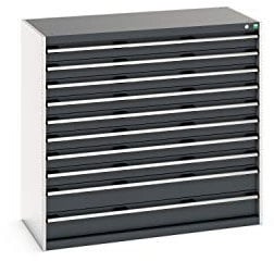 cubio Schubladenschrank bestückt, mit 10 Schwerlastschubladen