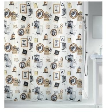 Spirella Anti-Mould Shower Curtain - Anti-Bacterial, Washable, Waterproof - Polyester Pose 180 x 200 cm