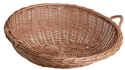 e-wicker24 Plateau ronde à garnir en osier avec deux poignées de transport,plateau de service, plateau decoratif, caisse en osier, (Ø:55 H8/20)
