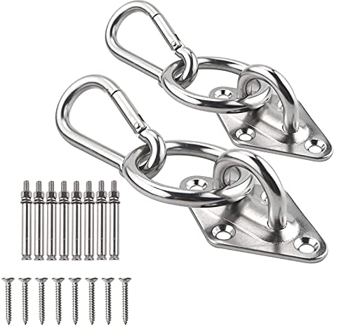 TooTaci Hammock Hanging Kit,Indoor Outdoor Wall Mount Kit, 2 Pack Wall Anchor Hammock with Snap Hook,Stainless Steel Suspension Ceiling Hooks Heavy Duty with Screws Bolts for Swing Chair