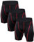Niksa 3er Pack Herren Kompressionsshorts,Schnelltrocknendes Baselayer Unterhose Tights Kurz hochwertig Schwarz&Rot XXL