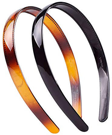 2 x Stirnband, Haarreif, aus Hartplastik, für Damen, Schwarz und Braun, hochwertige Kopfbedeckung, Haarband