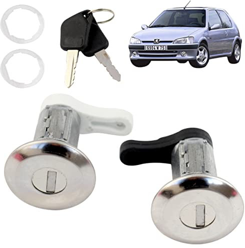 2 serrures de porte compatibles pour Peugeot 106 (3 portes UNIQUEMENT) (1991-2003) avant gauche et droit | Barillet de porte avec double de clés | 9170G1