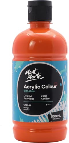 MONT MARTE Acrylic Paint Orange – 500ml – Ideal for Acrylic Painting – Brilliant Lightfast Colour with great Opacity