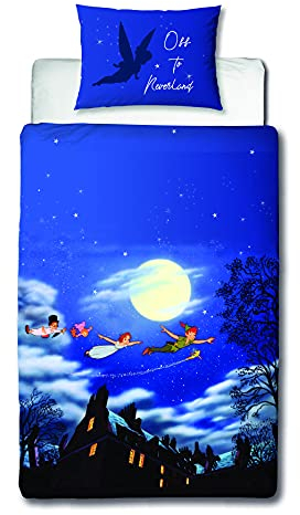 Character World Peter Pan Einzel-Bettbezug Design | Polycotton Happy Design zweiseitiger Bettbezug mit passendem Kissenbezug