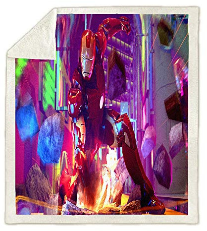 NICHIYO Iron Man blanket, cartoon and animation fleece blanket for adults and children, 100% microfiber, for sofa bed and sofa (18,150cm*200cm)