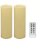 2 PCS 3 x8 Waterproof Outdoor Battery Operated Flameless LED Pillar Remote Candles Flickering Plastic Resin Electric Decorative Light for Lantern Patio Garden Home Decor Party Wedding Decoration