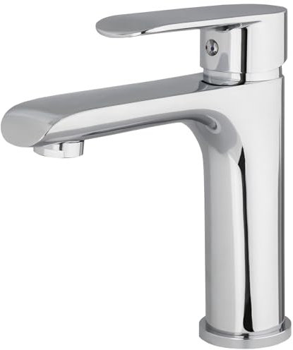 VALAZ Rubinetto Bagno Lavabo Cromo | Miscelatore Lavabo Bagno Acqua Fredda e Calda, Risparmio Acqua | Installazione Facile e Veloce | Ottone, Inossidabile, Elegante, Rotondo, Serie Turia
