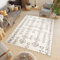 TAPISO Boho Fringes Teppich Hochflor Langflor Shaggy Fransenteppich Creme Grau Inkamuster Ethno Modern ÖKOTEX 120 x 170 cm