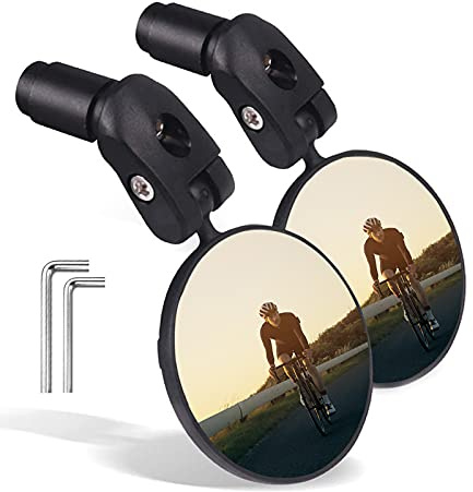 LWPITTY Fahrradspiegel mit Lenkerende für Fahrradlenker, leichter Rückspiegel, sicherer Rückspiegel mit Fahrradspiegel für Mountainbike und Rennrad