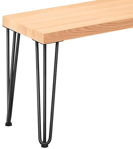 LAMO Manufaktur Sitzbank Esszimmer Holzbank Küchenbank 30x140x47 cm, Möbelfüße Creative Schwarz/Natur, LSB-01-A-002-140-9005Cr