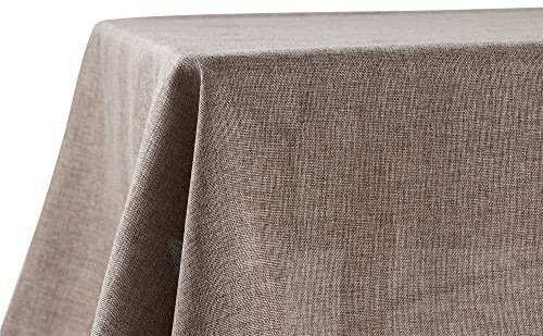 Decomira Tischdecke wasserabweisend Leinen-Optik - Fleckschutz, abwaschbar - Garten-Tischdecke Outdoor, Tischtuch Esstisch - Braun Taupe - 150x240 cm
