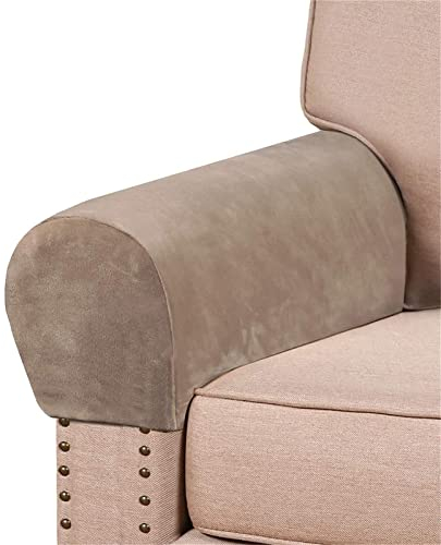 GYHH Elastische Samt Armlehnenbezüge, Armkappen, Für Sessel, Sofa, Sessel, Couch Stretchy Armlehnenbezug, Bequem, Wasserfest, Couch Armlehnenschoner (Taupe,2)