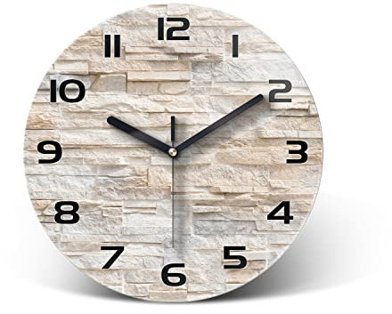 Tulup Glassuhr - 30 cm - Wanduhr Harlinedglas Uhr Realglas Küchensalon - Ziegelwand