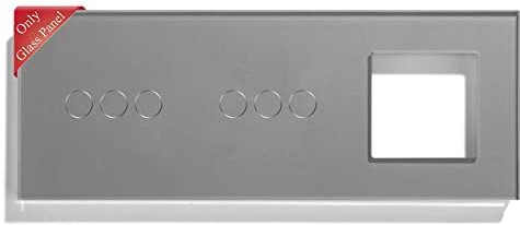BSEED Panel de Vidrio para Interruptor de Luz y Enchufe de Pared, Marco 3 Gang+3 Gang, Gris, 228 mm
