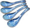 BOEEA 4 Pieces Soup Spoon Set, Asian Soup Spoon, Long Handle Ceramic Soup Spoons, Retro Blue Ramen Bowl Soup Spoon Suitable for Soup, Dumplings, Gravy, Cake, Oatmeal