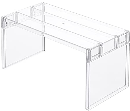 VALINK Stacking Shelves for Cupboards, Kitchen Cupboard Storage Solutions, Stackable & Expandable Storage Shelf Transparent Assemble Fridge Shelf Divider for Kitchen