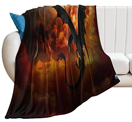 Fleecedecke mit abstraktem Drachen, Bedruckt, Legend Art, Drachendecken und -überwürfe, luxuriöse, Flauschige Decken für Sofas, Stühle und Betten, 130 x 150 cm (50 x 60 Zoll)
