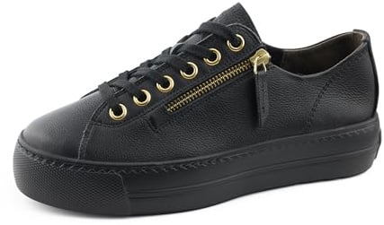 Paul Green Women Lace-Up Shoes, Ladies Comfort Shoes,Comfort Low Shoe,Laces,Comfortable,Schwarz (Schwarz/Gold),40.5 EU / 7 UK