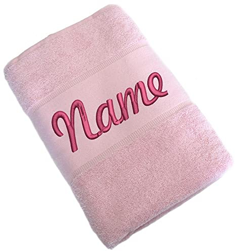Elefantasie Handtuch Badetuch Badehandtuch aus 100% Baumwolle mit Namen personalisiert Bestickt Rosa 70x140cm