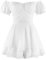 Women Boho Romper Off Shoulder Ruffle Chiffon Shorts Mini Dress Floral Print One Piece Casual Strapless Jumpsuit Double Layer Ruffle Hem Playsuits Beach Summer Dresses Overall Outfit White Large