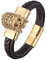 Armband Leder Männer, Herren Armreifen Gold Men's Bracelets Totenkopf Lederarmband Mit Magnetischer Schnalle Romantische Geschenke für Männer
